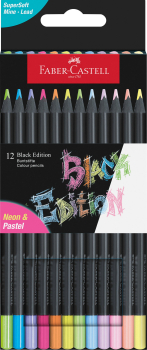 FABER-CASTELL Farbstiftetui Black Edition Neon + Pastell 12ST