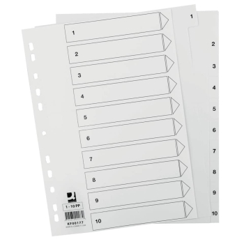 Register Plastik A4 1-10 weiß