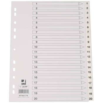 Register Plastik A4 1-20 weiß
