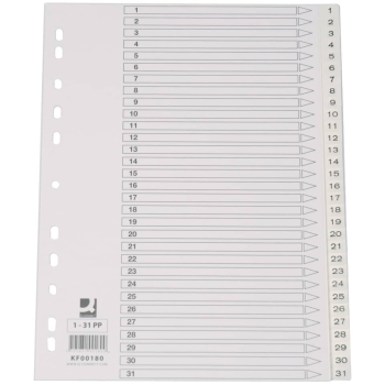 Register PLastik A4 1-31 weiß