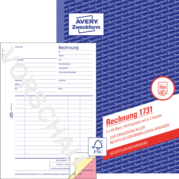 ZWECKFORM 1731 Rechnung A5 3x 40BL SD