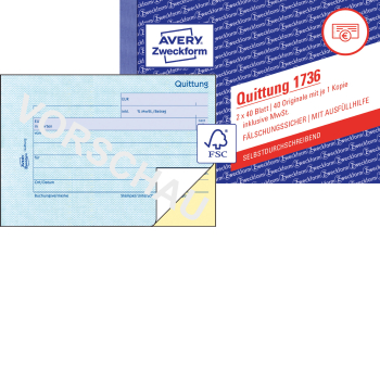 ZWECKFORM 1736 Quittung inkl. MwSt.