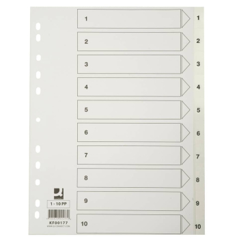 Register Plastik A4 1-10 weiß