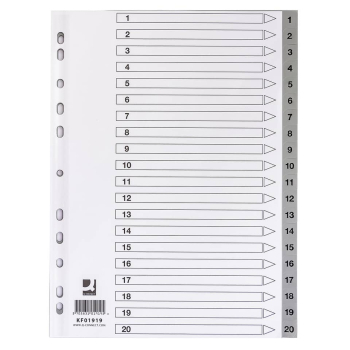 Ordnerregister 1-20 A4 PP grau
