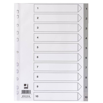Ordnerregister 1-10 A4 PP grau