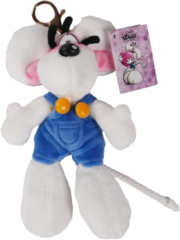 Diddl Plüsch-Schlüsselanhänger Diddl in blauer Latzhose 15 cm