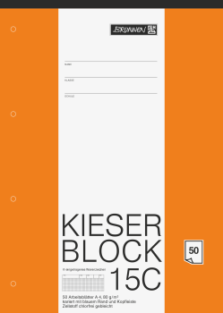 KIESER-Block gelocht | A4, Lineatur 22, 50 Blatt, mehrfarbig