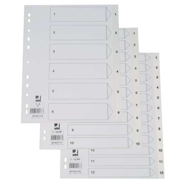 Register Plastik A4 1-12 weiß