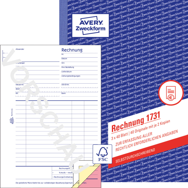 ZWECKFORM 1731 Rechnung A5 3x 40BL SD