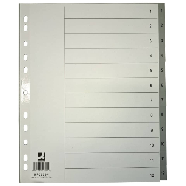 Ordnerregister PP A4 1-12 grau