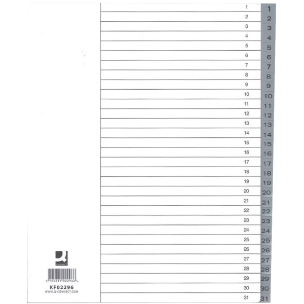 Ordnerregister PP A4 1-31 grau