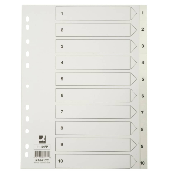 Register Plastik A4 1-10 weiß