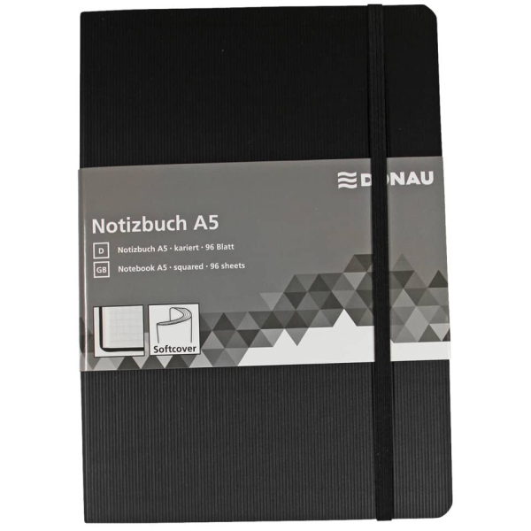 Notizbuch A5 kariert schwarz