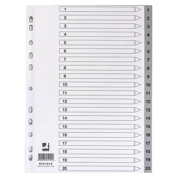 Ordnerregister 1-20 A4 PP grau