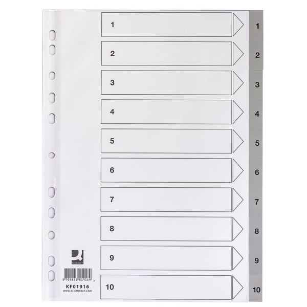 Ordnerregister 1-10 A4 PP grau