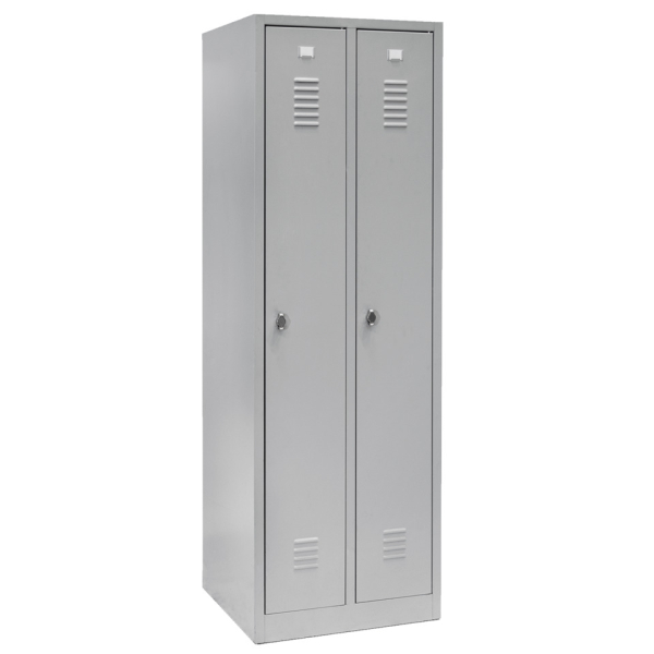 Garderobenschrank 2 Abteile Stahl grau