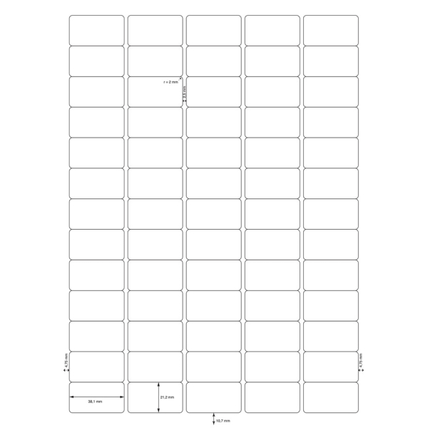 Universaletikett 38,1x21,2 weiß
