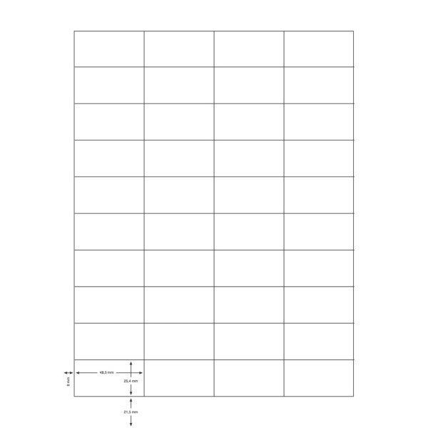 Universaletiketten  48,5 x 25,4 mm