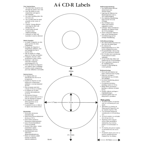 Universaletikett CD 116D 25BL