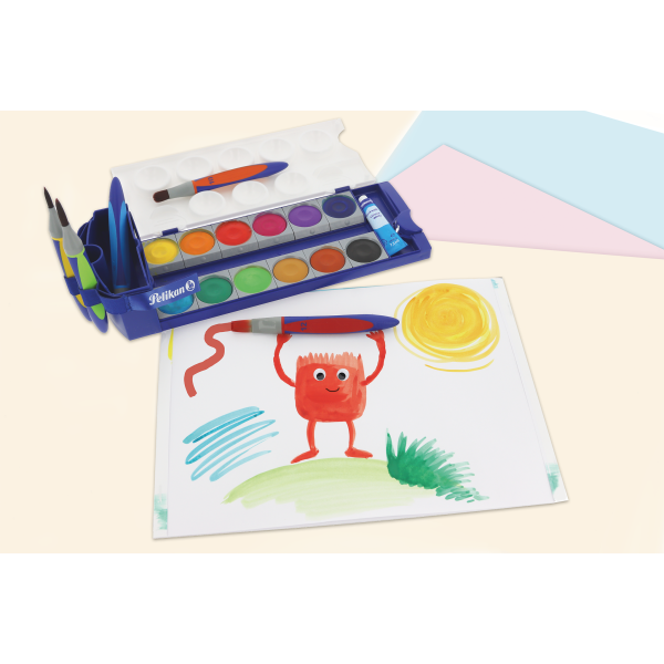 PELIKAN Wasserbecher mit Pinselhalter blau