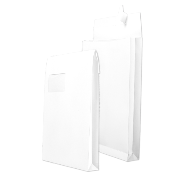 MAILMEDIA Faltentasche C4 40mm mit Fenster HK 140g weiß 100ST – Produktabbildung