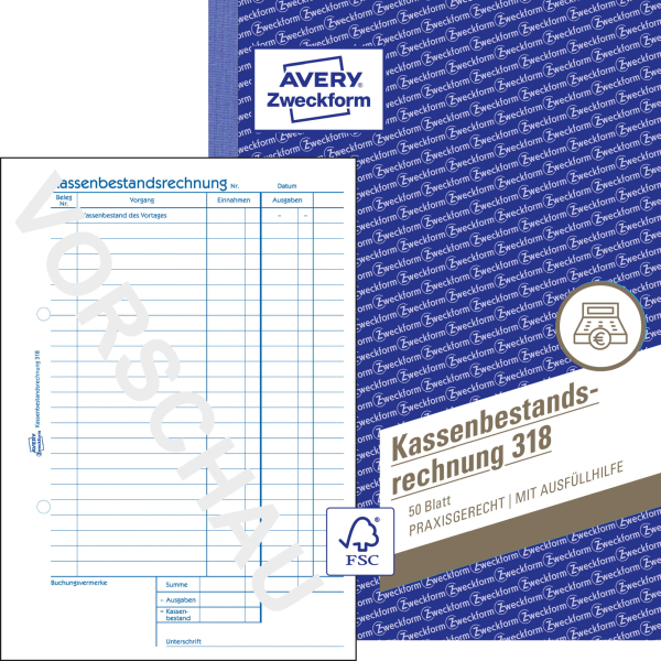 ZWECKFORM 318 Kassenbuch A5 50BL