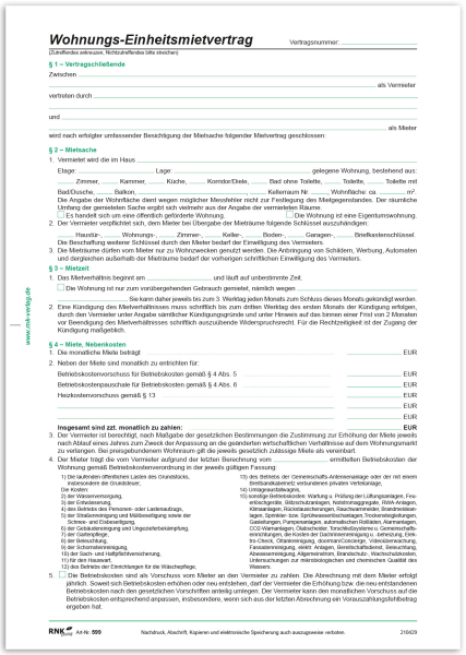 RNK Einheitsmietvertrag A4