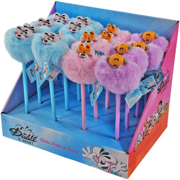 Diddl Pompon-Stift in blau rosa oder lila