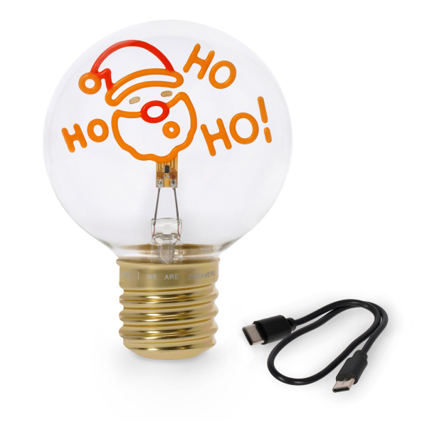 LEGAMI Bulb Fiction XL LED-Tischlampe Weihnachtsmann – mit Blinklichtern