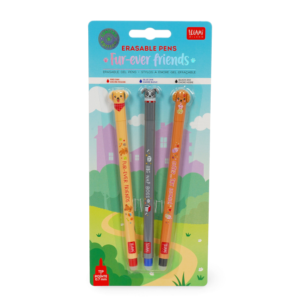 LEGAMI Set mit 3 löschbaren Gelstiften „Fur-Ever Friends“