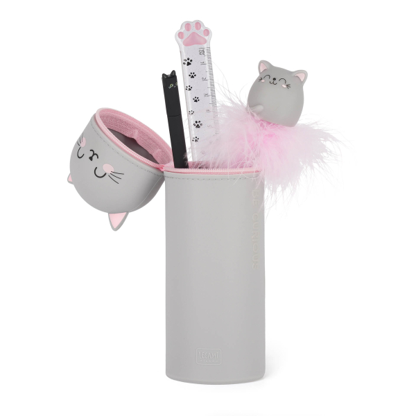 2-in-1-Federmäppchen aus Silikon - Kawaii  - KITTY