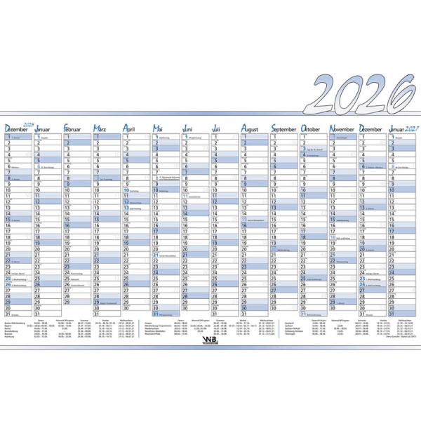 Jahreswandplaner 100x140cm abwischbar