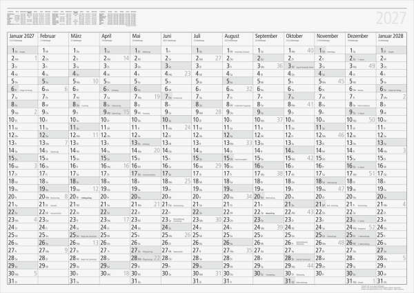 rido/idé 7033600007 Plakatkalender Mod. young design 2027 | 860×610 mm