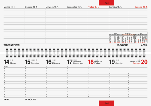 RIDO Tischkalender 2027 quer gold – Produktabbildung