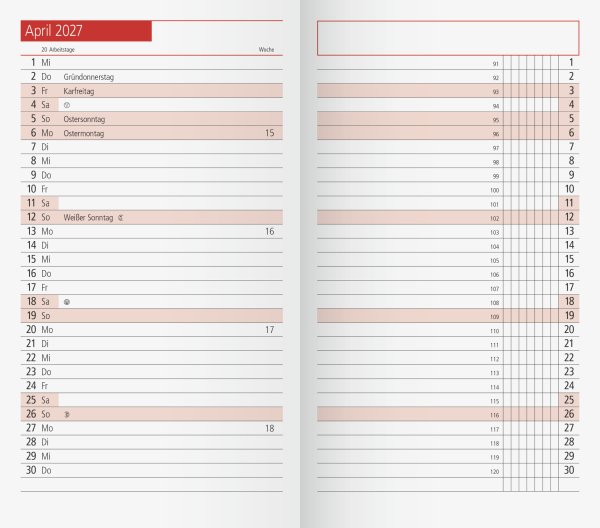 Nachfüllung Taschenkalender 2027