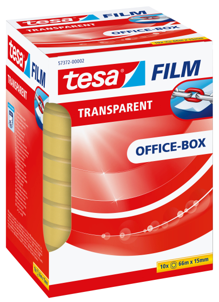 tesafilm® transparent, 10 Rollen 66m 15mm Office-Box